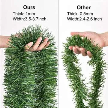 Artiflr 50 Ft Christmas Garland, Artificial Pine Garland Holiday Decor for Outdoor or Indoor Home Ga...