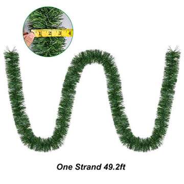 Artiflr 50 Ft Christmas Garland, Artificial Pine Garland Holiday Decor for Outdoor or Indoor Home Garden Artificial Green Greenery, or Fireplaces Holiday Party Decorations