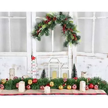 Artiflr 50 Ft Christmas Garland, Artificial Pine Garland Holiday Decor for Outdoor or Indoor Home Garden Artificial Green Greenery, or Fireplaces Holiday Party Decorations