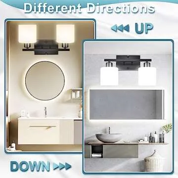 CANMEIJIA 2-Light Bathroom Vanity Light Fixtures, Matte Black Vanity Wall Scones Lighting for Bedroom Living Room, Modern Vanity Lights with Milky White Glass Shades, E26 Socket, Bulbs Not Included