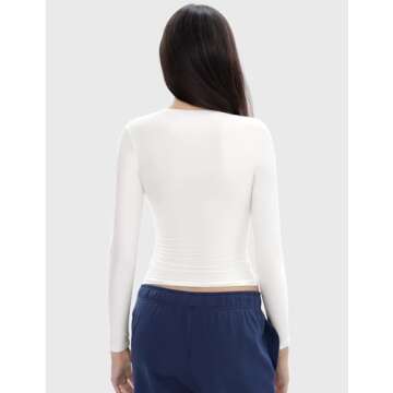 C202 Women's Long Sleeve Shirts Crew Neck Slim Fit Going Out Tops Basic Tees Barely There Collection