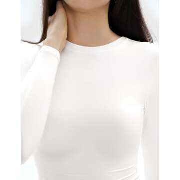 C202 Women's Long Sleeve Shirts Crew Neck Slim Fit Going Out Tops Basic Tees Barely There Collection