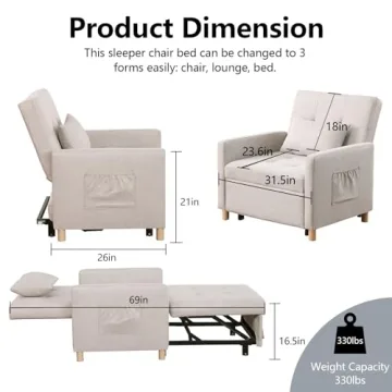 DULATIS Sleeper Chair - Stylish Convertible Design for All