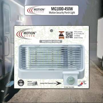 MOTION-GUARD, MG1000-450W, RV Exterior Mounted Bright LED Motion Sensor Porch Flood Light, RATED IP65 with INTELA-SENSOR, POLARITY GUARD, Adjustable Sensitivity and EMI Suppression