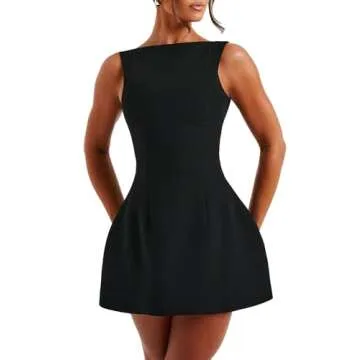 LuFeng Women's Summer Sexy Sleeveless Zipper Mock Neck Slim Fit A-line Mini Dress Bodycon Party Club Dress for Women Black