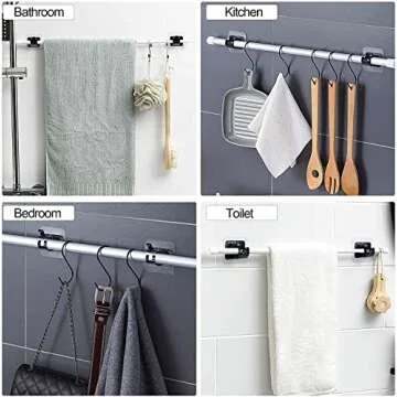 Lightarea Curtain Rod Brackets No Drilling, 8 PCS Self Adhesive Curtain Rod Holder Hooks, Hangers fo...