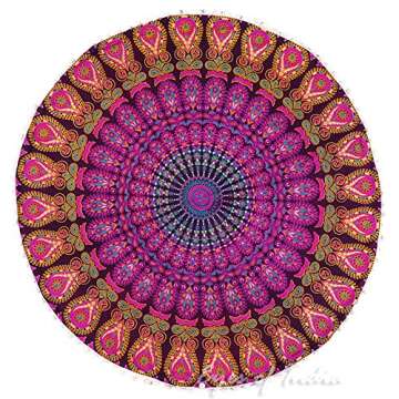 Eyes of India - Mandala Floor Pillow Cover Meditation Cushion Seating Throw Hippie Round Colorful Decorative Bohemian Indian Pouf Ottoman Handmade Cover ONLY (A1 Purple 2, 32" x 32")