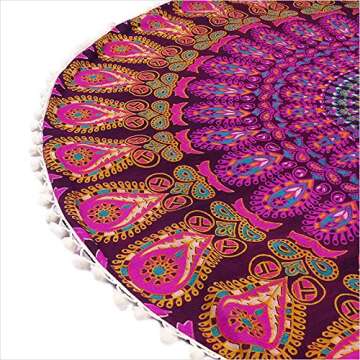 Eyes of India - Mandala Floor Pillow Cover Meditation Cushion Seating Throw Hippie Round Colorful Decorative Bohemian Indian Pouf Ottoman Handmade Cover ONLY (A1 Purple 2, 32" x 32")