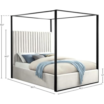 Luxurious Meridian Jax Cream Queen Bed with Canopy