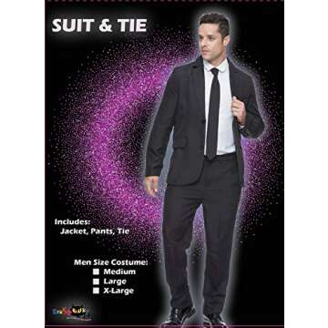 EraSpooky Mens Suits for Party Solid Color Leisure Suit Include Jacket Pants Tie Black