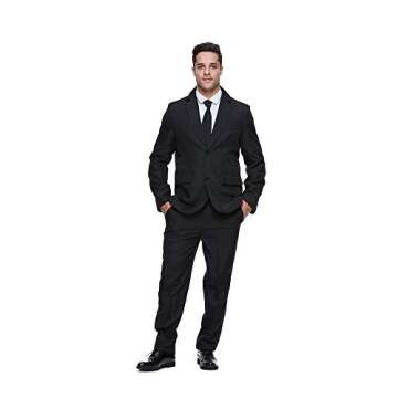 EraSpooky Mens Suits for Party Solid Color Leisure Suit Include Jacket Pants Tie Black