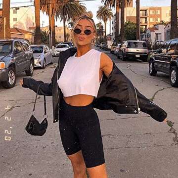 3 Pack Biker Shorts for Women – 8" Black High Waisted Tummy Control for Gym Workout Athletic Cheerleading Yoga