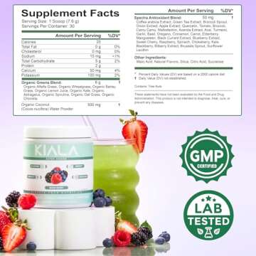 Kiala Super Greens Powder: Organic Wellness Boost in Berry Flavor