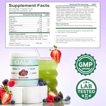 Kiala Super Greens Powder: Organic Wellness Boost in Berry Flavor