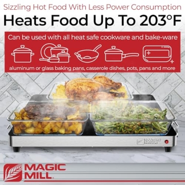Magic Mill Extra Large Food Warmer with Adjustable Temperature Control
