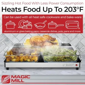 Magic Mill Extra Large Food Warmer with Adjustable Temperature Control