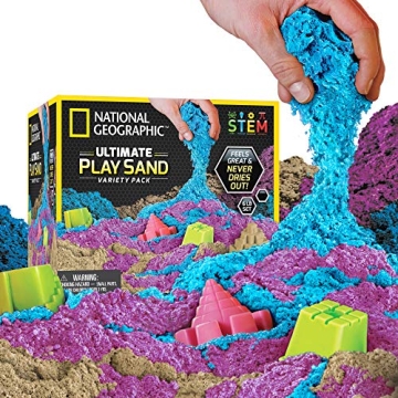 National Geographic 6 Lb. Moon Sand Combo Pack - 2 Lbs. Each of Blue, Purple and Natural Play Sand w...