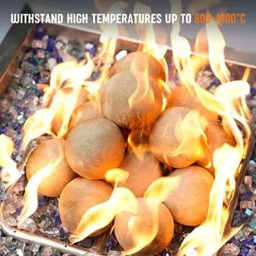 Stanbroil Ceramic Fire Balls - 3” Round Fire Stones for Fire Pit Fire Bowl and Fireplace - Set of 15, Beige