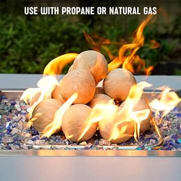 Stanbroil Ceramic Fire Balls - 3” Round Fire Stones for Fire Pit Fire Bowl and Fireplace - Set of 15, Beige
