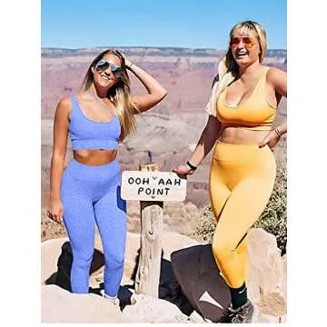 HYZ Women's Workout 2 Piece Outfit High Waist Sports Legging Stretch Yoga Crop Top Bra Sets Blue