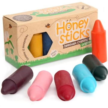 Honeysticks 100% Pure Beeswax Crayons (12 Pack) - Non-Toxic Crayons, Safe for Babies and Toddlers, F...