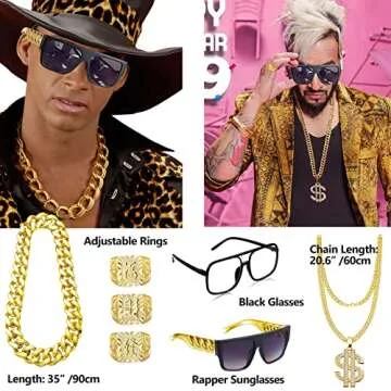 GIFIKOI Hip Hop Costume Kit 80s 90s Rapper Accessories