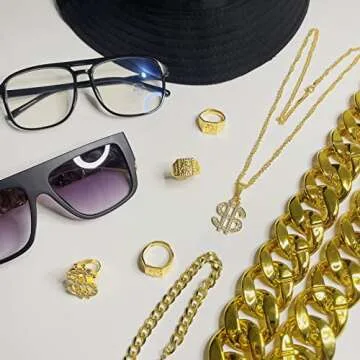 GIFIKOI Hip Hop Costume Kit 80s 90s Rapper Accessories