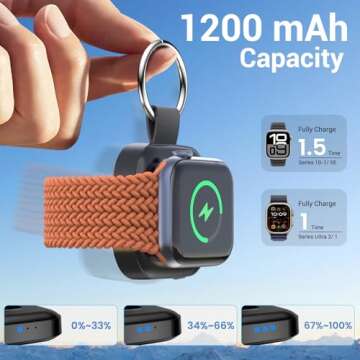 Temdan Portable Wireless Charger for Apple Watch Magnetic iwatch Charger 1200mah Power Bank Camping ...