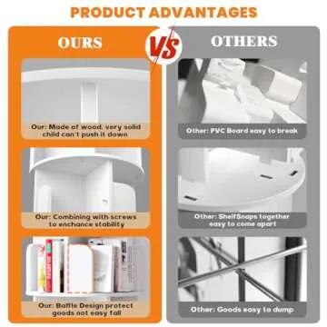 Besiost Rotating Bookshelf, Wood Corner Bookshelf, 360 Display Spinning Bookcase Storage Rack, 4 Tier Floor Standing Revolving Bookcase Narrow Book Shelf Organizer for Small Space, Bedroom, White