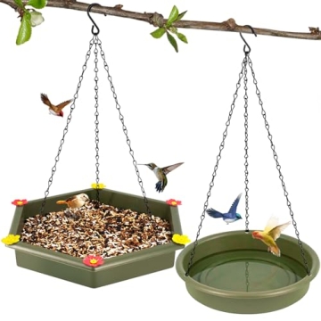 Hanging Bird Bath and Feeder - 2 in 1 XXL Hanging Bird Feeder & Bath Combo for Outdoors