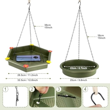 Hanging Bird Bath and Feeder - 2 in 1 Outdoor Set