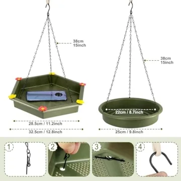 Hanging Bird Bath and Feeder - 2 in 1 Outdoor Set