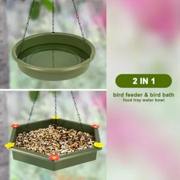 Hanging Bird Bath and Feeder - 2 in 1 Outdoor Set