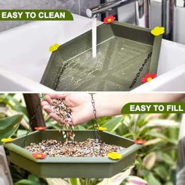 Hanging Bird Bath and Feeder - 2 in 1 Outdoor Set