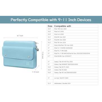 Dadanism 9-11 Inch Tablet Sleeve Shoulder Bag for iPad 10th Gen 10.9", iPad 9/8/7th Gen 10.2", iPad ...