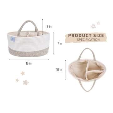 Mila Millie Large Cotton Rope Diaper Caddy for Baby Essentials