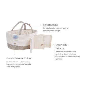 Mila Millie Large Cotton Rope Diaper Caddy for Baby Essentials