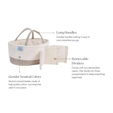 Mila Millie Large Cotton Rope Diaper Caddy for Baby Essentials