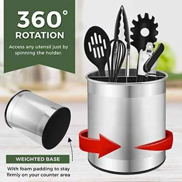 Bartnelli Extra Large Stainless Steel Utensil Holder