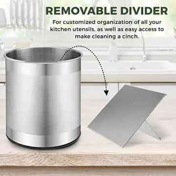 Bartnelli Extra Large Stainless Steel Utensil Holder