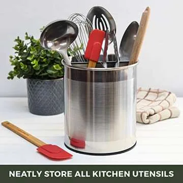 Bartnelli Extra Large Stainless Steel Utensil Holder