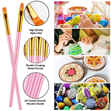 Paint Brushes Set, 20 Pcs Paint Brushes for Acrylic Painting, Oil Watercolor Acrylic Paint Brush, Artist Paintbrushes for Body Face Rock Canvas, Kids Adult Drawing Arts Crafts Supplies, Blue+Pink