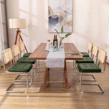 Zesthouse Natural Rattan Dining Chairs Set of 2, Modern Dining Room Chairs with Solid Wood Back for ...