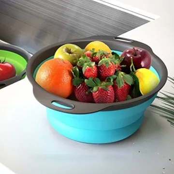 Qimh Collapsible Colander Set Space-Saving Kitchen Essential