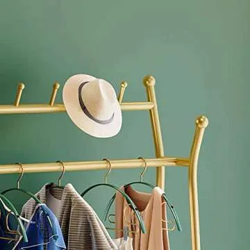 HEONITURE Gold Clothing Rack with Shelves - Stylish Storage Solution for Clothes