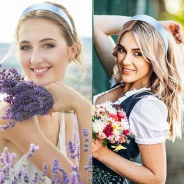 VELSCRUN Blue Satin Headband for Women Girls 1.6 Inch Wide