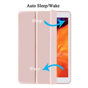 SIWENGDE Compatible for iPad 10.2 inch 9th/8th/7th Generation Case(2021/2020/2019) with Pencil Holder, Slim Soft TPU Smart Trifold Stand Protective Full Body Cover, Auto Sleep/Wake (Light Pink)