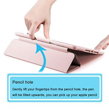 SIWENGDE Compatible for iPad 10.2 inch 9th/8th/7th Generation Case(2021/2020/2019) with Pencil Holder, Slim Soft TPU Smart Trifold Stand Protective Full Body Cover, Auto Sleep/Wake (Light Pink)