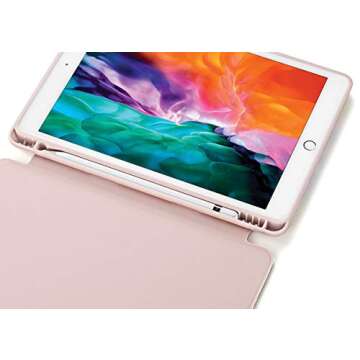 SIWENGDE Compatible for iPad 10.2 inch 9th/8th/7th Generation Case(2021/2020/2019) with Pencil Holder, Slim Soft TPU Smart Trifold Stand Protective Full Body Cover, Auto Sleep/Wake (Light Pink)