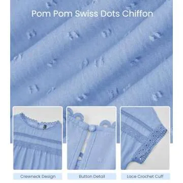 Trendy Women's Summer Tops with Lace Crochet and Swiss Dots